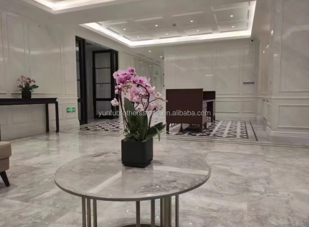 White Thassos Marble Big Slab Polished Stone Wall Panel Tile for Modern Hotel Design
