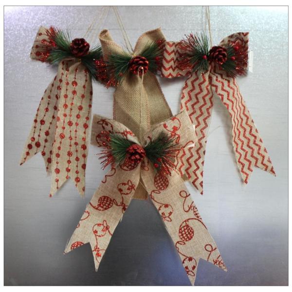 Ribbon Bow Present Wrapping Accessories Merry Christmas Tree Decoration Classical Linen