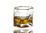 Golden Rim Hand Blown 95mm 7 Oz Twist Whiskey Glasses Irregular Shape, Lead Free