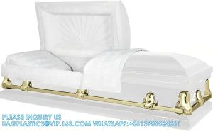 China Casket Orion Series Steel Casket (White And Gold) Handcrafted Funeral Casket - White And Gold Finish With White Crepe wholesale