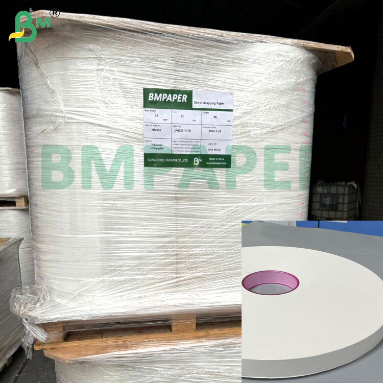 28gsm 27mm 30mm 34mm  Food Grade Printable Straw Wrapping Paper In Roll Individually Packing