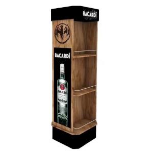 China Customized Wooden Display Rack Wooden Barcadi Display Stand Rum Retailing Idea for Retail Store on sale