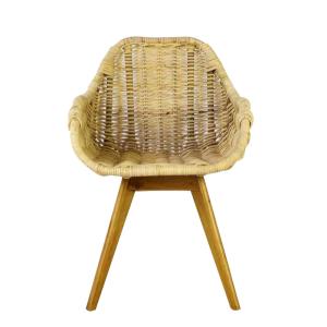 China Dining Room Polyethylene Rattan Wicker Chairs Furniture Mixed Wood Legs wholesale