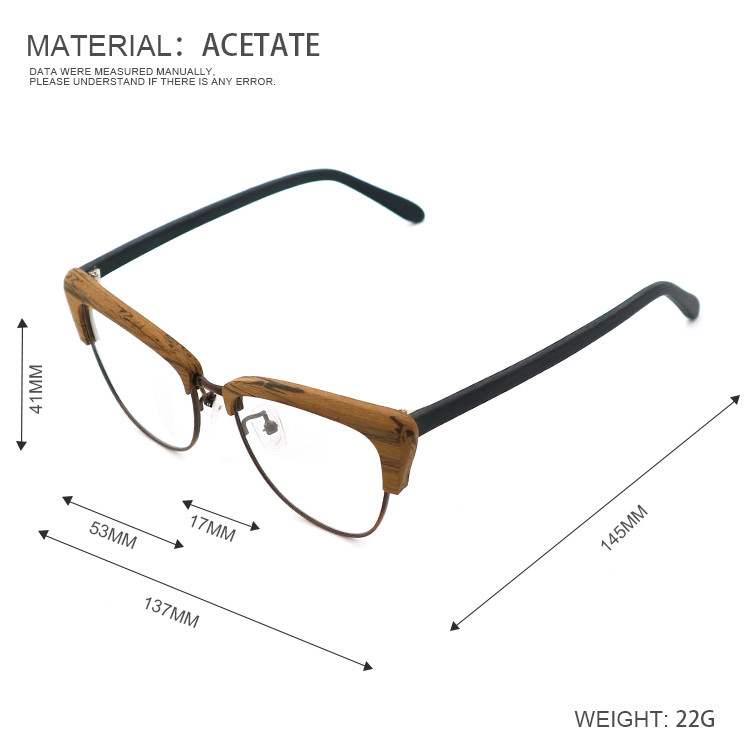 Retro Handmade Wood Grain Acetate Optical Glasses Frame MR 0364