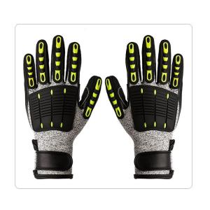 China HPPE Cut Proof Coal Mine Anti Vibration Safety Gloves With Black Nitrile Dipping wholesale