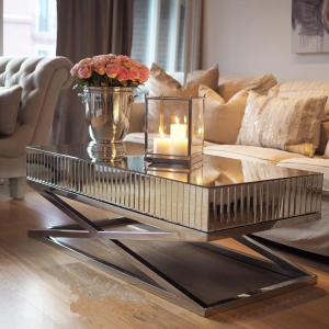 China High Polish Steel Silver Mirror Table , Living Room Mirrored Coffee Table wholesale