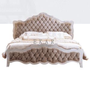 China Luxury Wooden Fabric King Size Bed Furniture Bedroom Hotel Bed wholesale