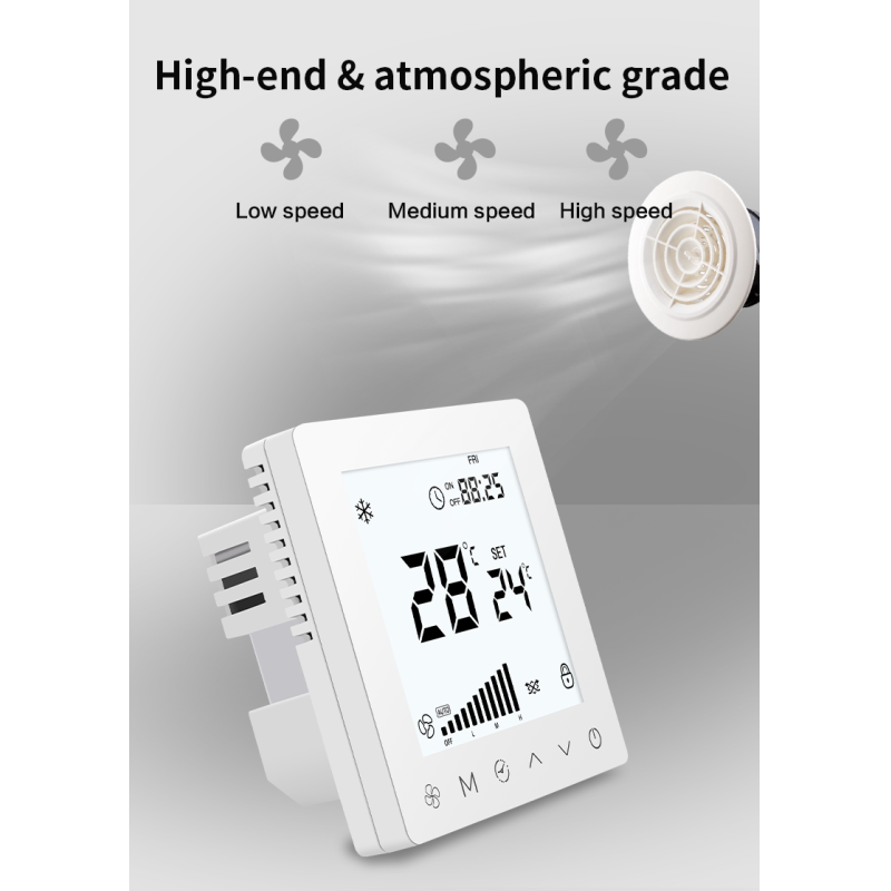 Indoor Smart Fan Coil Thermostat Temperature control With Weekly Timer LCD Display