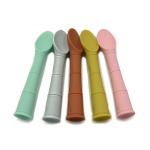 Soft Curved Bamboo Silicone LFGB Training Spoons For Toddlers