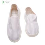 Pharmaceutical factory cleanroom stripe canvas PVC sole shoe breathable esd