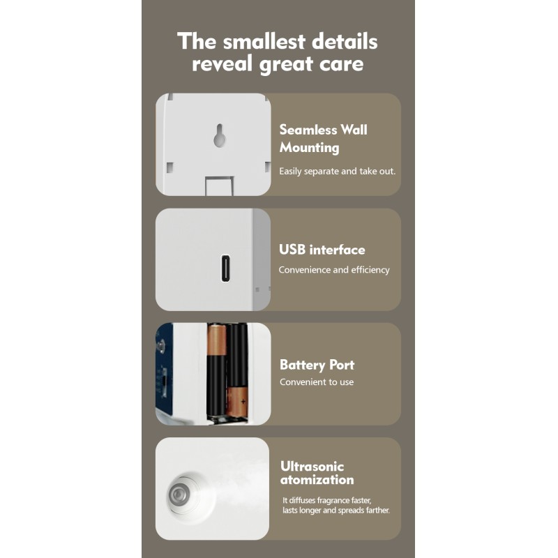 Wall Mounted Ultrasonic Aromatherapy Diffuser Waterless with 6V Voltage 2W Power