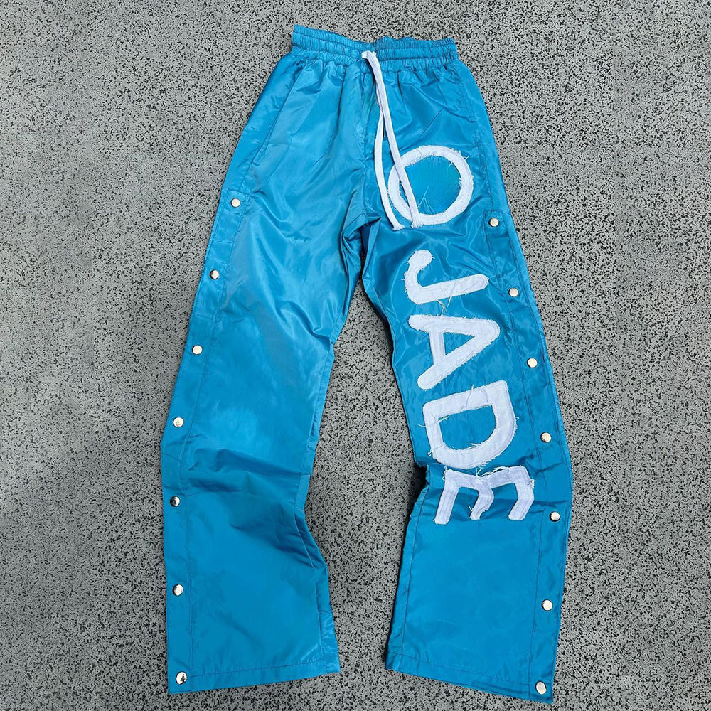 Custom Men's Nylon Sweatpants with Elastic Waist and Reflective Print
