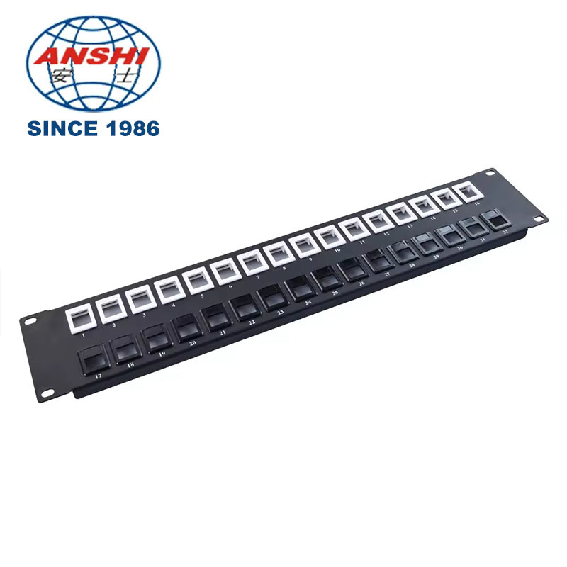 19 Inch 32 Port Empty STP FTP Shielded RJ45 Patch Panel CAT5E CAT6 Rack Mount Network Distribution Panel