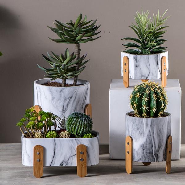 Round Succulents Pots Cement Flower Pots Mini Pot Planters Tabletop Flowerpots