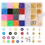 Polymer Clay Beads Flat Round in Round Shape for DIY Jewelry Making Kit Handmade