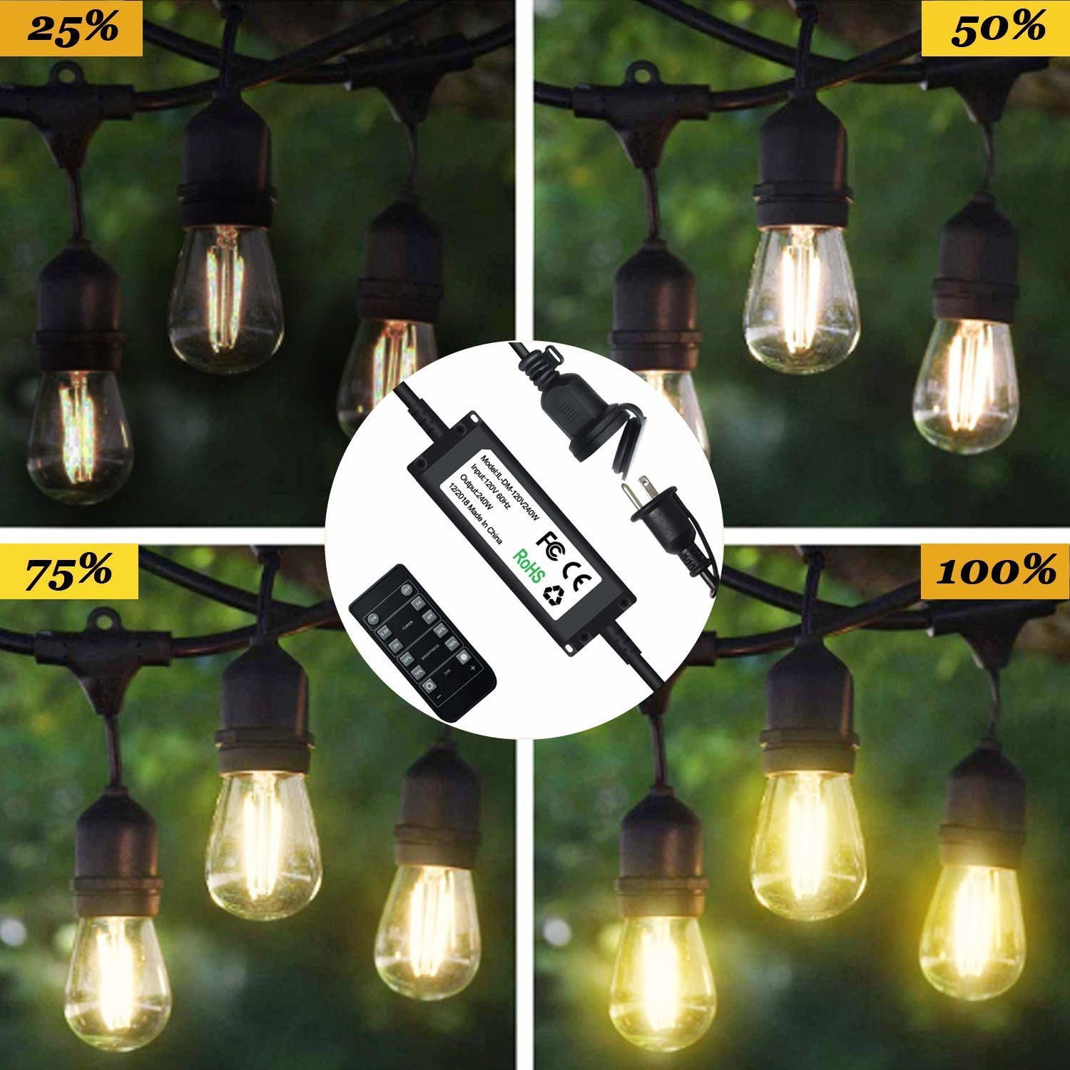 240w Outdoor Rf Remote Control LED String Lights Dimmer
