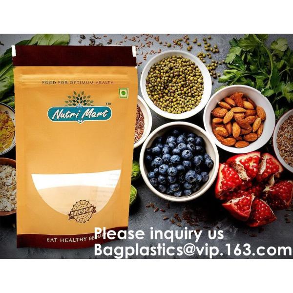 Custom Print Biodegradable Foil Packaging Soft Zipper Stand Up Bottom Gusset Plastic Drinking Pouches Bags With Straws