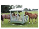 Hot Dip Galvanised Steel Horse Metal Hay Feeder With Roof Hay Saver Slow Feeder