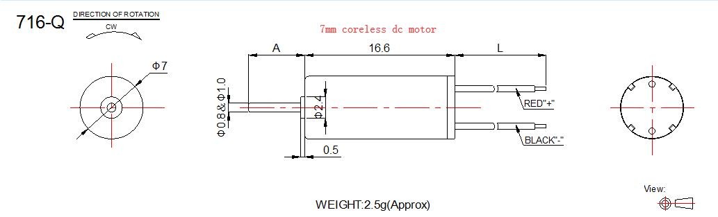 0716 Coreless DC Motor 3.7v 7mm Diameter 16mm Body Length For Toy Helicopter