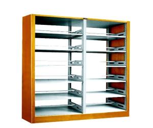 China Double Sided Thick 1.5mm Steel Wood Bookshelf For Library wholesale