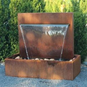 China Garden Rusty Metal Waterfall Free Standing Corten Steel Pond Water Feature wholesale