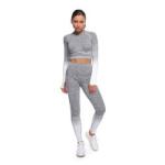 Round Neckline 85% Nylon Seamless Yoga Sets Gradient Blue Tie Dye Workout Set