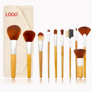 China 10PCS ISO9001 Bamboo Wood Makeup Brush Set 16.8*2.1*2.1cm wholesale