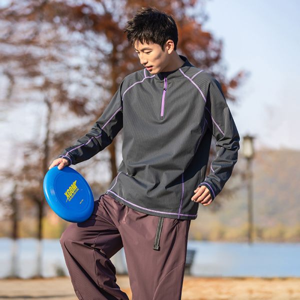 Half Zip Stand Collar Antibacterial Moisture Wicking Quick Dry Loose Breathable Sports Couple Sweatshirt