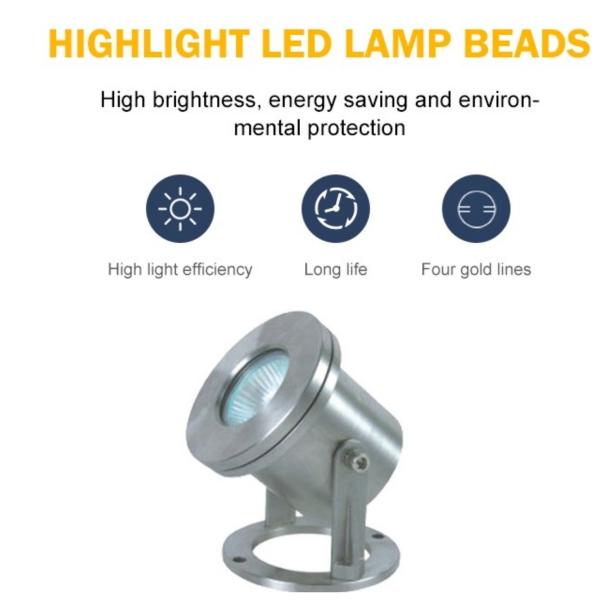 SS304 12V 3W Waterproof Underwater LED Lights