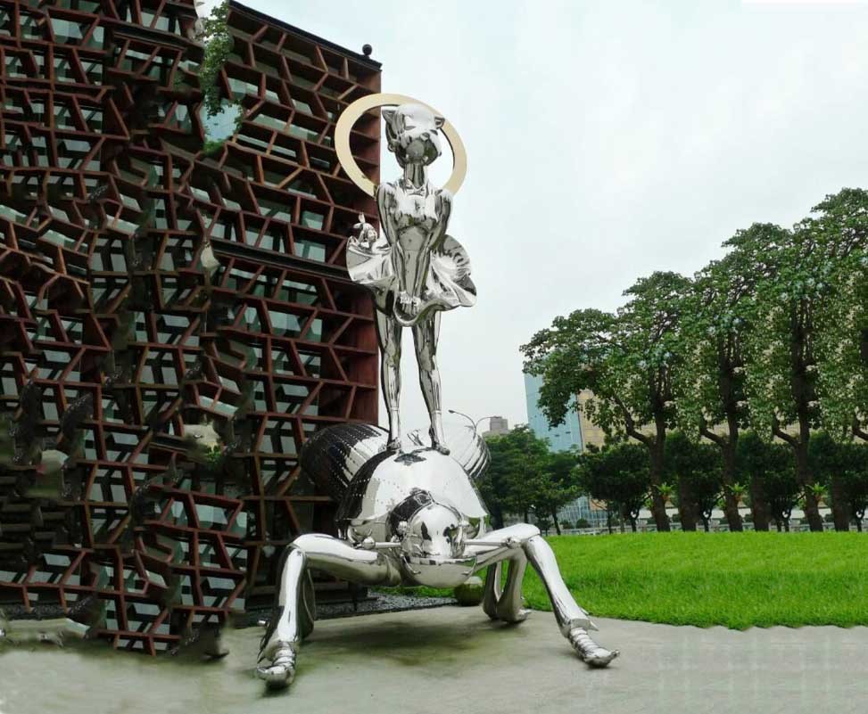 Tall Garden Ornaments Statues 6 Meter Height Stainless Steel Polished