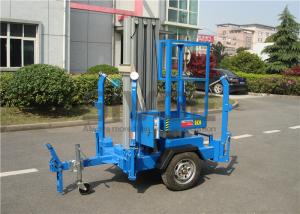 China Vertical Trailer Mounted Man Lift , Single Mast Trailer Boom Lift For Window Cleaning wholesale