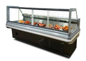 China Tempered Glass Right Angle Type Deli Display Refrigerator Meat Display Butchery Freezer wholesale