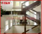 Solid Wood Staircase VK90S Beech Handrail Tread Beech ,Railing tempered glass,