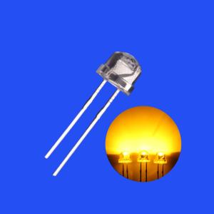 China 0.5W 5mm 585-595nm Yellow Color 4000-5000mcd Strawhat Shape Clear Lens 120deg Light Emitting Diode wholesale