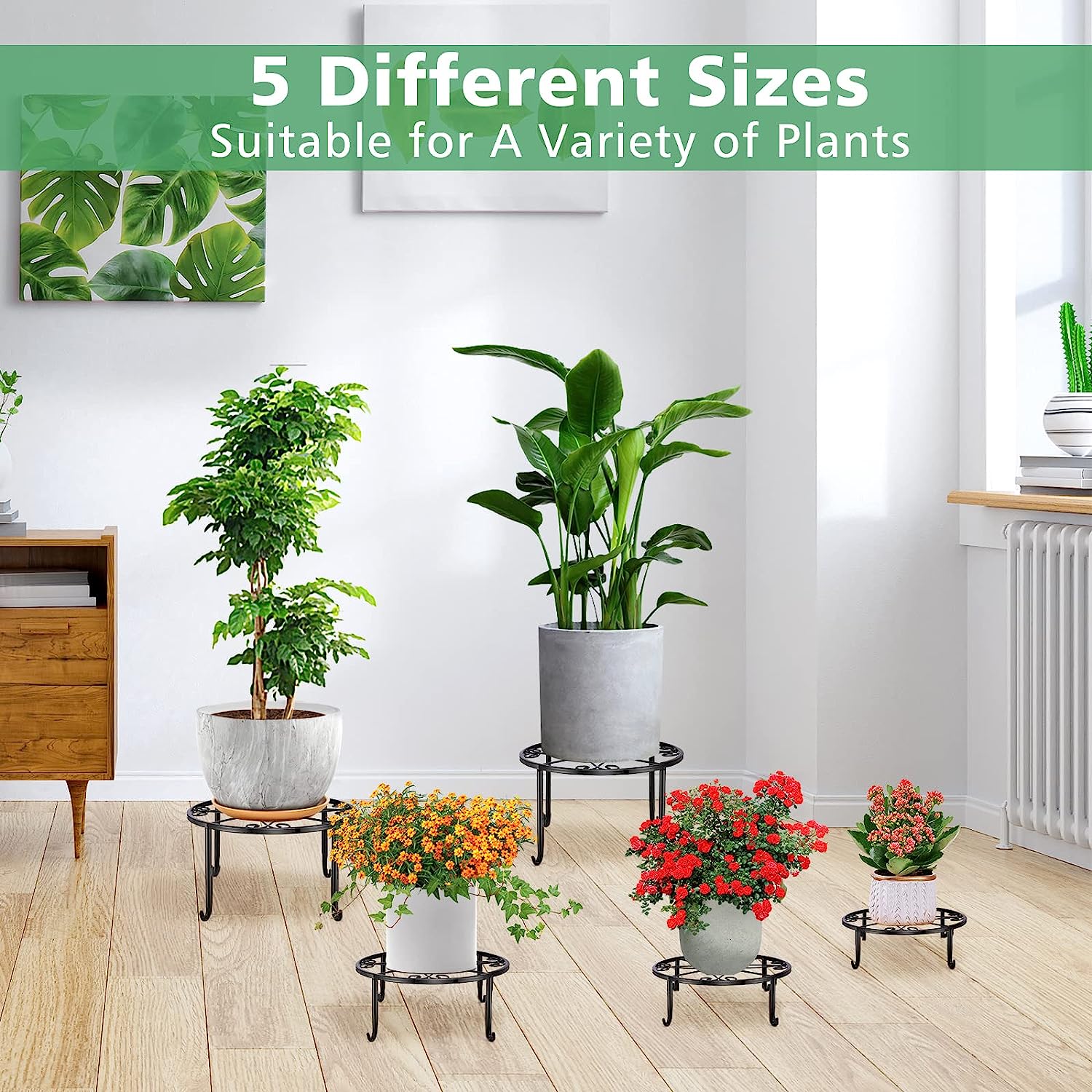 4mm Metal Outdoor Plant Stand Round Shelf for Planter Rustproof Iron Vintage Garden Decor
