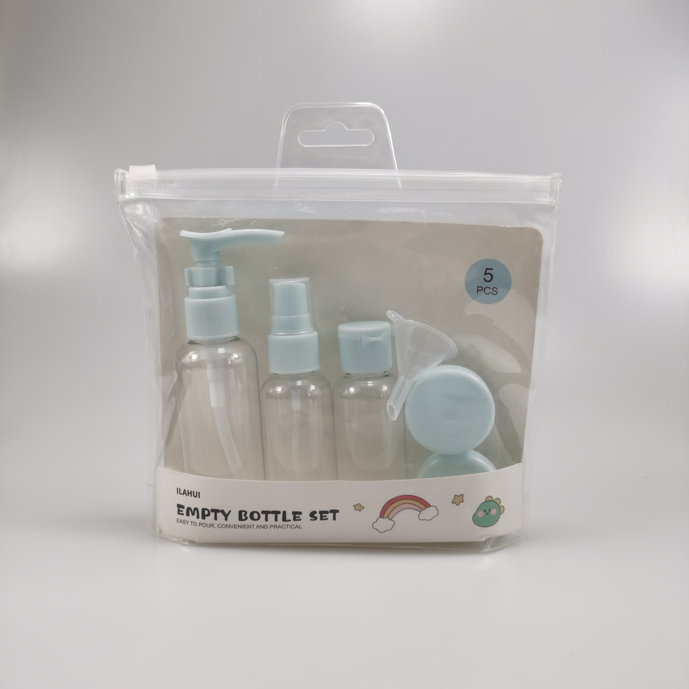 7PCS Leak-Proof Refillable Toiletry Containers Kit Travel Bottles Set Plastic Type PET