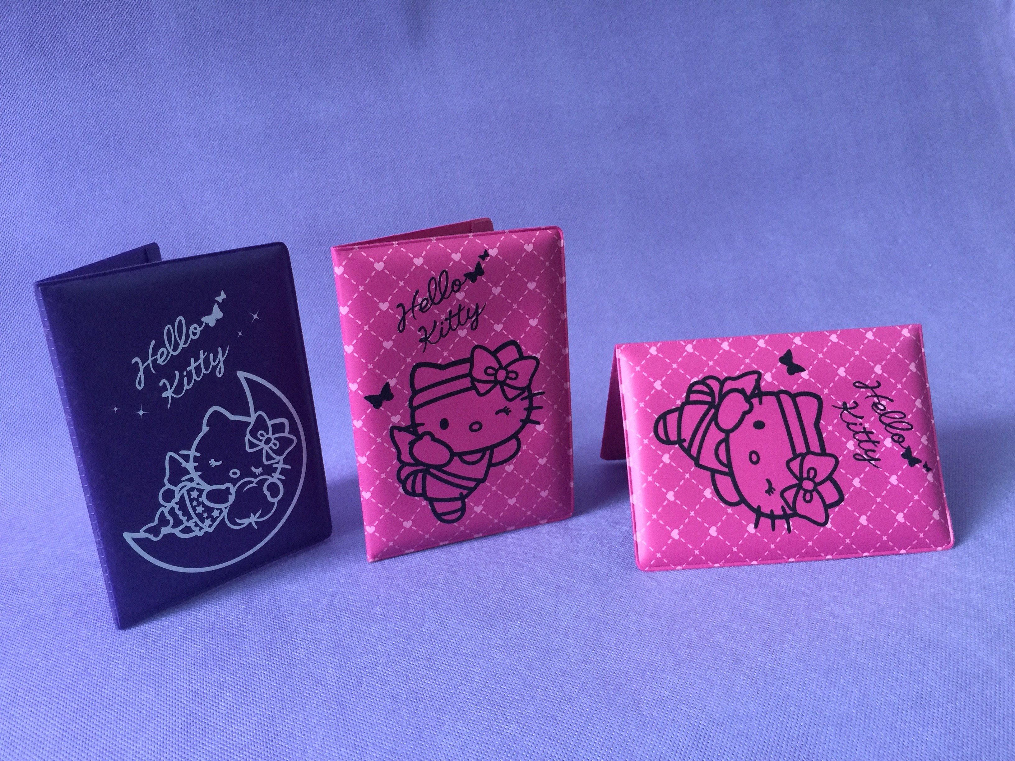 Cute Pink PVC Plastic ID Card Holder , Hello Kitty PVC Plastic Card Bag / Passport Bag