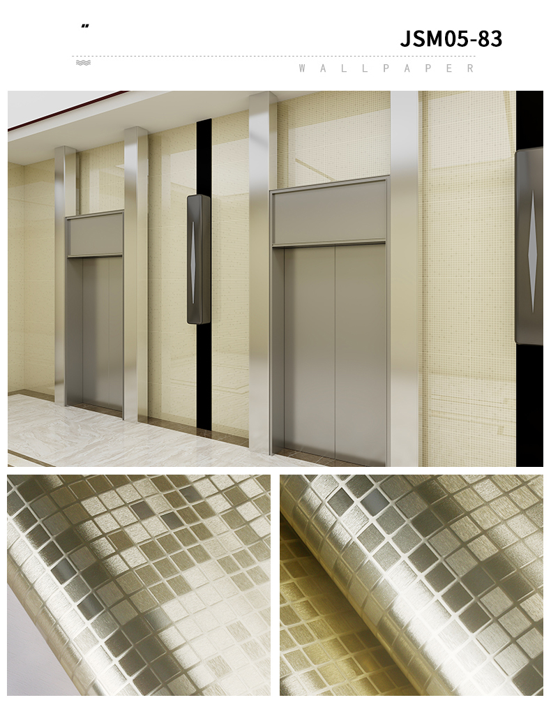 Oil Proof Silver Geometric Wallpaper PVC Metallic Mosaic Wallpaper