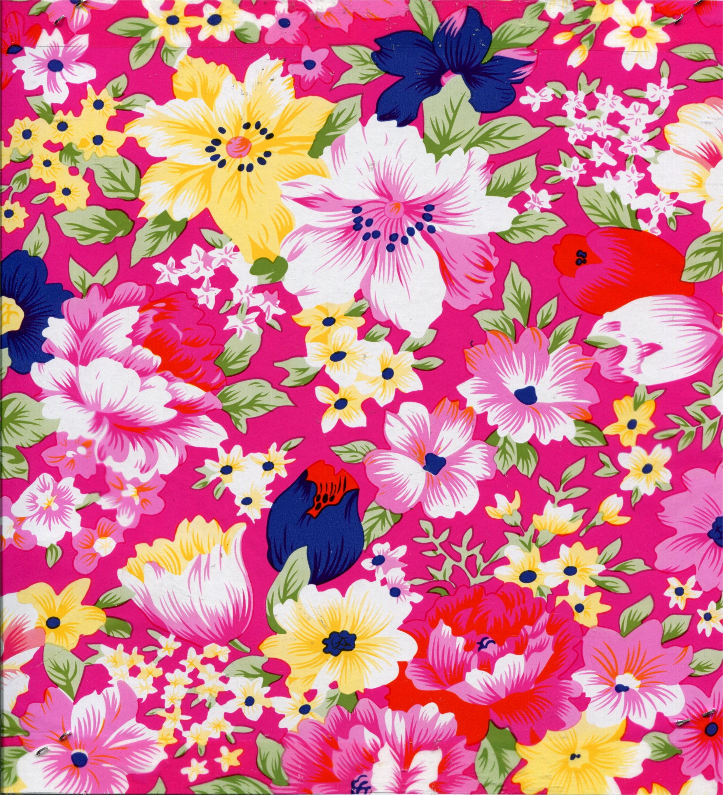 Printed Colorful Flowers PVC PU Synthetic Faux Leather Material
