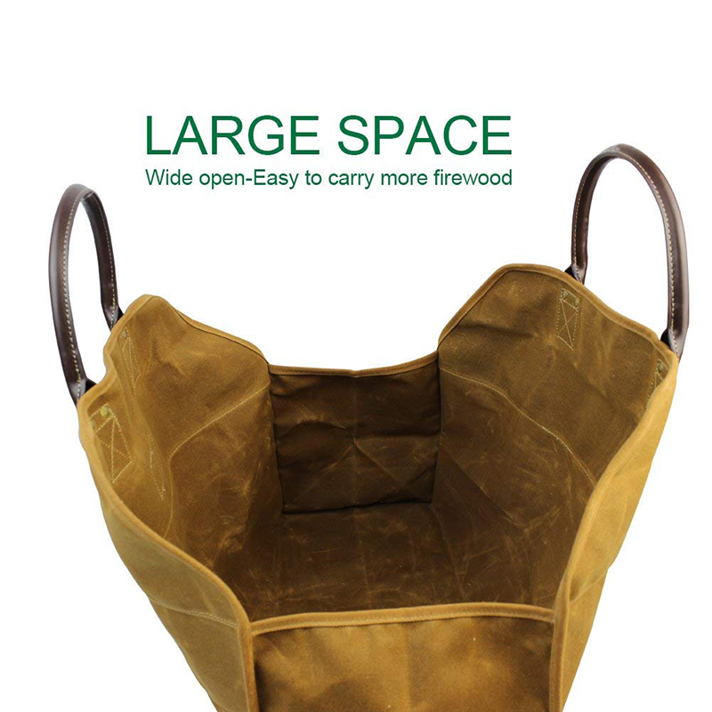 Waterproof Waxed Canvas Firewood Bag , Large Capacity Firewood Tote Bag