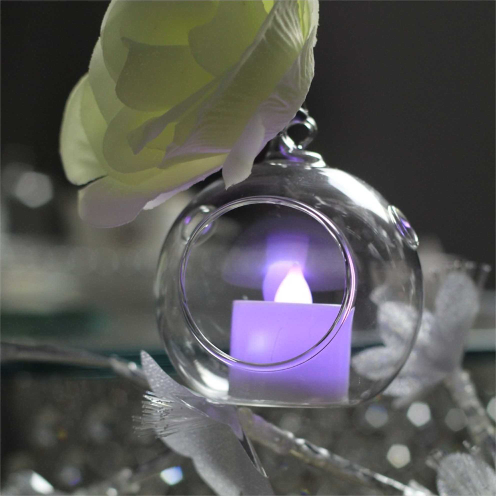 Wholesale cheap glass hanging ball candle holder lantern for event Christmas decoration