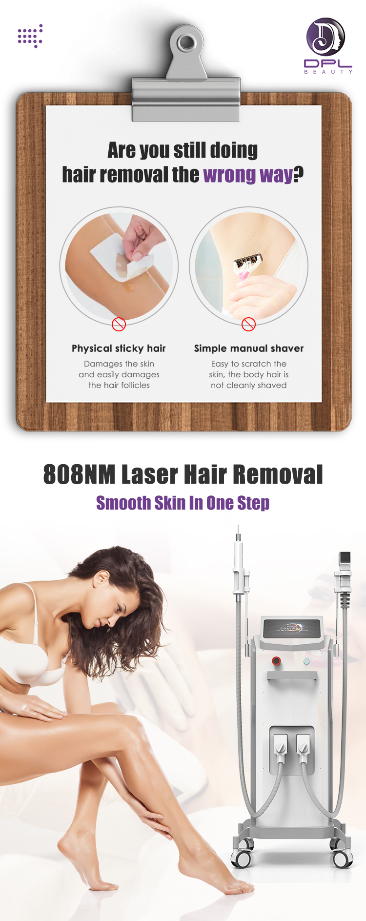 Painfree Diode Laser 755 808 1064nm Laser Body Hair Removal Instrument Machine