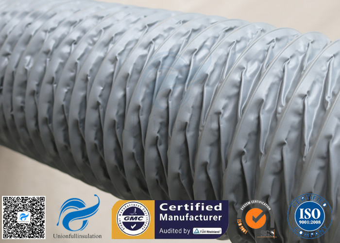 6" Grey PVC Coated Fiberglass Fabric Flexible Air Duct For Fume Extraction
