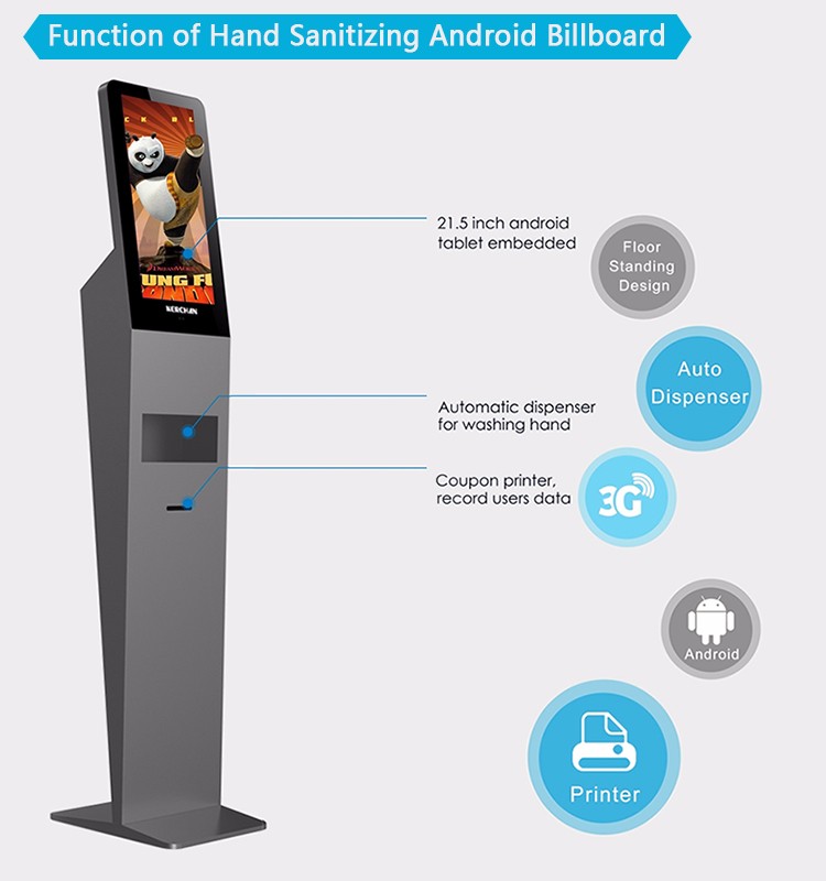 Auto liquid soap dispenser Hospital 21'' Hand Sanitizer Advertising Kiosk Table Stand Installation