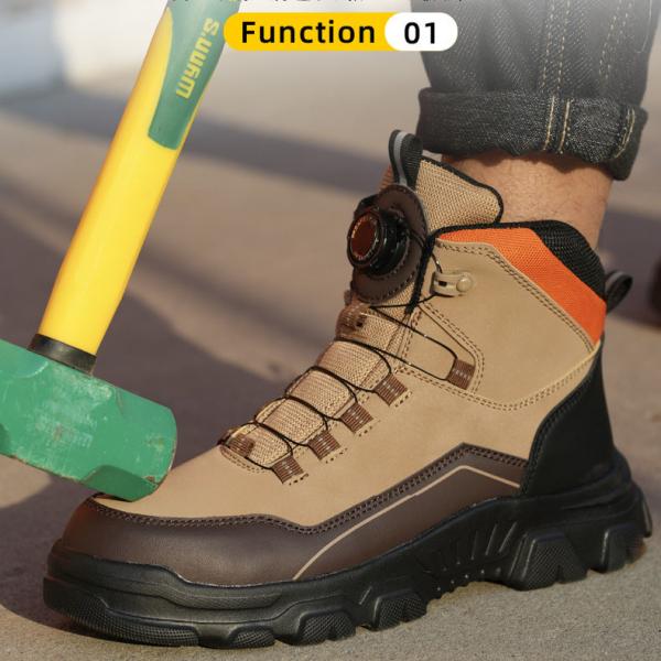 Microfiber Leather Safety Boots Black Safety Shoes Rubber Non-slip Work Shoes