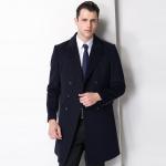 NO Hooded Men's End Cashmere Coat 90% Wool 10% Cashmere Double-Breasted Mid