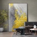 Hand Painted Modern Abstract Landscape Fortune Golden Leaf Texture Oil Painting