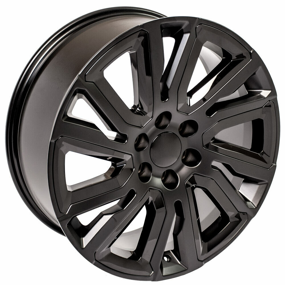 Ct2078 22x9 Gmc Replica Wheels Satin Black Gloss Black Insert Rim Chevy 22"