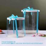 Tall Clear Cake Boxes With Ribbon - Gold Round Clear Cake Box For Birthday Cake
