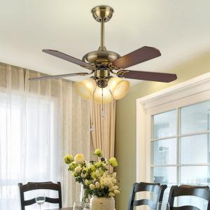 China Remote Control Fan Light Glass Lampshade Modern Dinning Room Bedroom Wooden fan with light(WH-CLL-08) wholesale
